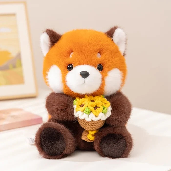Red Panda Flower Bouquet Plush