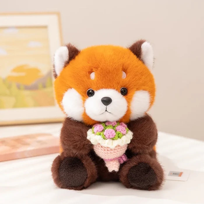 Red Panda Flower Bouquet Plush
