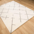 Riga Serisi Geometrik Desenli Makine Dokuma Halı, beyaz, 160x230 cm — Halıcızade