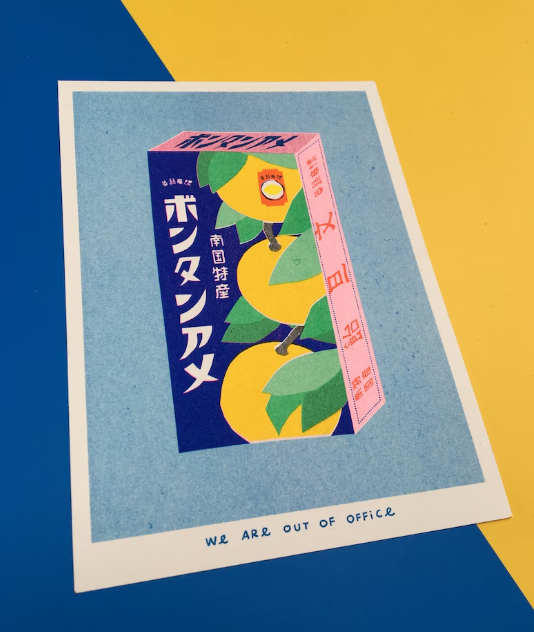 Risograph Print: Box of Japanese Citrus Powder Candy