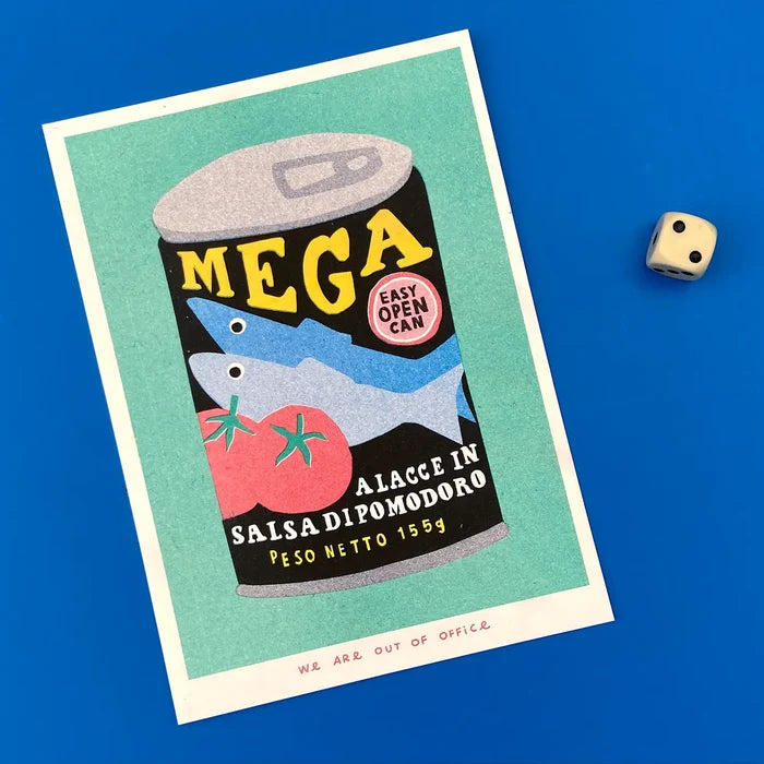 Risograph Print: Can of Mega Sardines