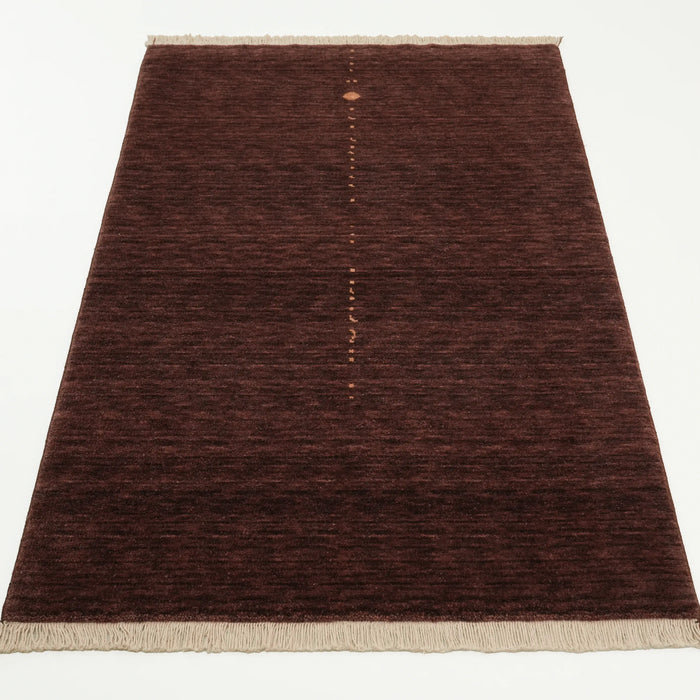 Sade Desenli Kahverengi Yün Tezgah Dokuma Baş Başa Seccade — 80x130 cm