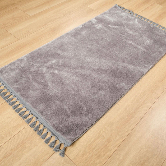Sade Desenli Makine Dokuma Halı, antrasit, 80x150 cm — Halıcızade