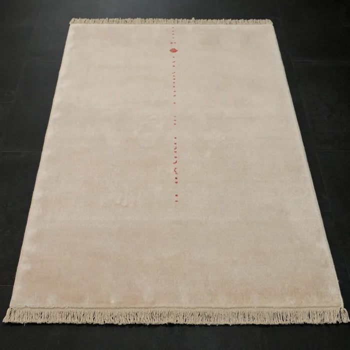 Sade Desenli Tencel Beyaz Tezgah Dokuma Baş Başa Seccade — 80x130 cm