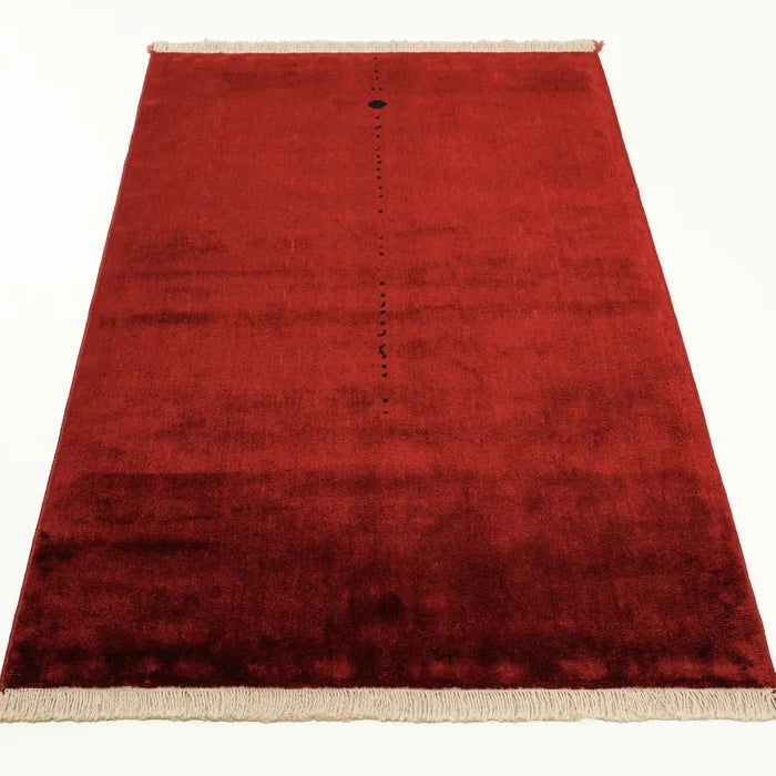 Sade Desenli Tencel Kırmızı Tezgah Dokuma Baş Başa Seccade — 80x130 cm