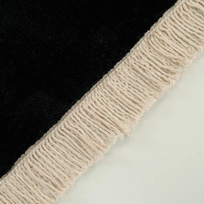 Sade Desenli Tencel Siyah Tezgah Dokuma Baş Başa Seccade — viskon