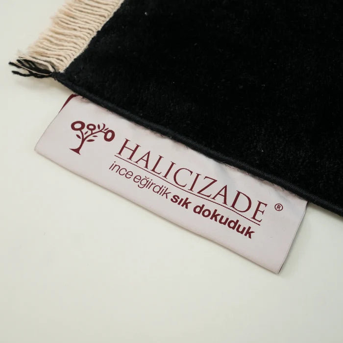 Sade Desenli Tencel Siyah Tezgah Dokuma Baş Başa Seccade