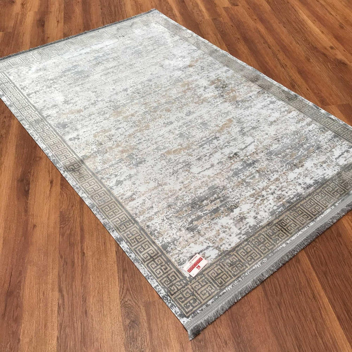 Sateen Serisi Çerçeve Desenli Makine Dokuma Halı, gri, 80x150 – 200x290 cm — Halıcızade