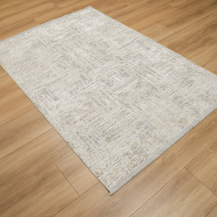 Sateen Serisi Soyut Desenli Krem Halı, 80x150 – 80x300 cm — Halıcızade