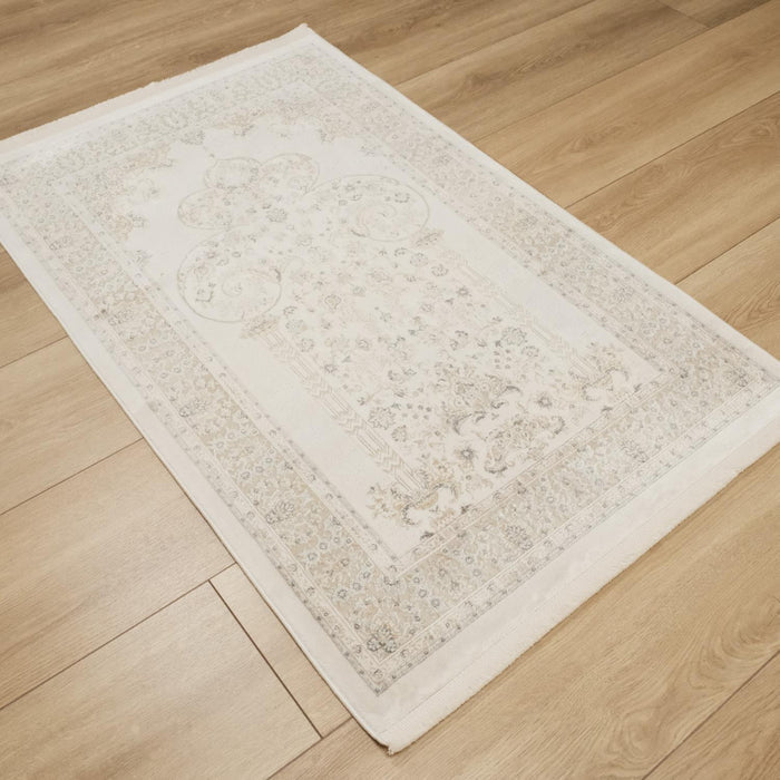 Seccade Desenli Makine Dokuma Halı, krem, 80x125 cm — Halıcızade