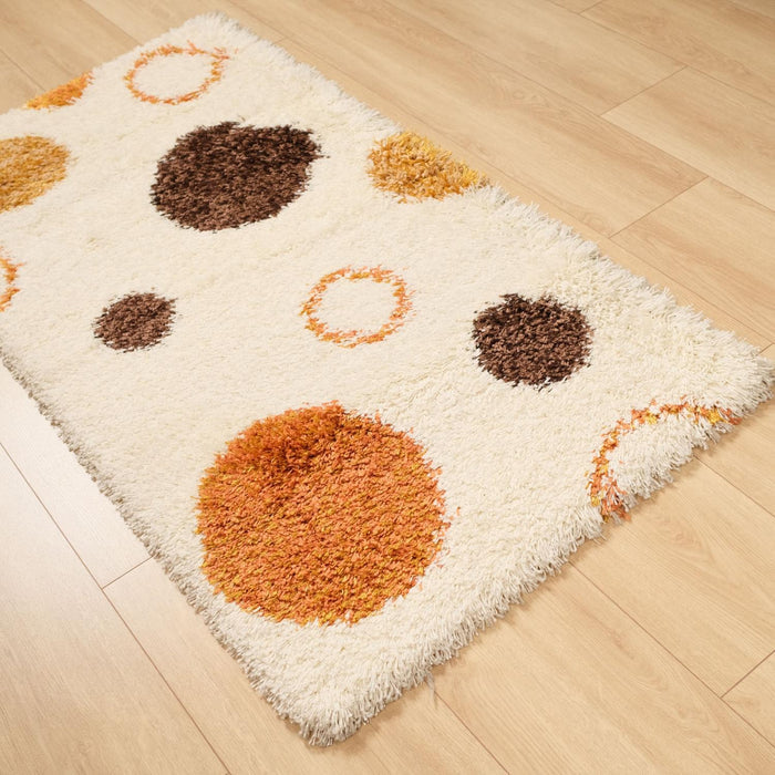 Shaggy Serisi Geometrik Desenli Makine Dokuma Halı, krem, 80x150 cm — Halıcızade