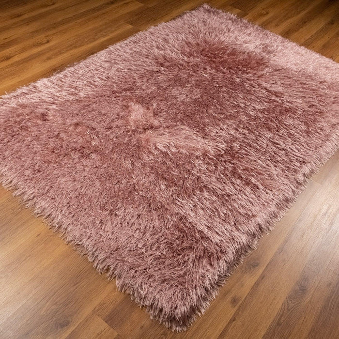 Shaggy Serisi Sade Desenli El Dokuma Halı, pembe, 140x200 cm — Halıcızade