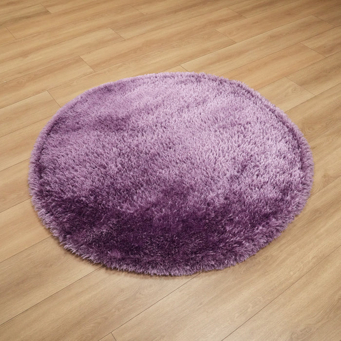 Shaggy Serisi Sade Desenli El Dokuma Halı, mor, 135x135 cm — Halıcızade