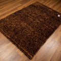Shaggy Serisi Sade Desenli El Dokuma Halı, kahverengi, 120x180 cm — Halıcızade