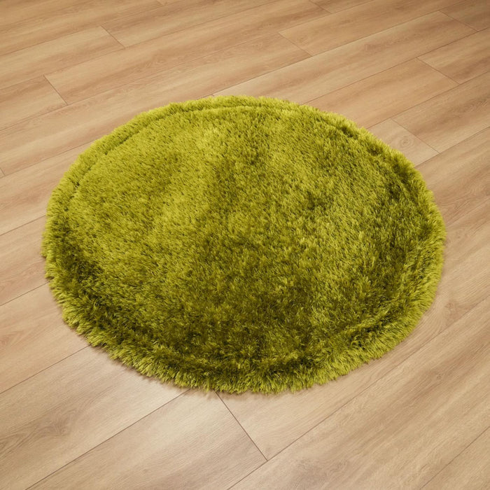 Shaggy Serisi Sade Desenli El Dokuma Halı, yeşil, 115x115 cm — Halıcızade