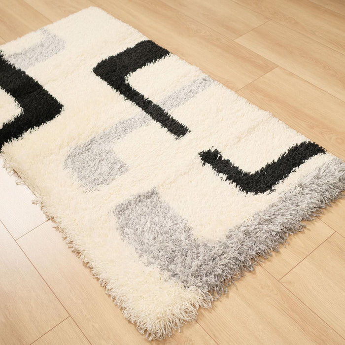 Shaggy Serisi Sade Desenli Makine Dokuma Halı, beyaz, 80x150 – 130x190 cm — Halıcızade