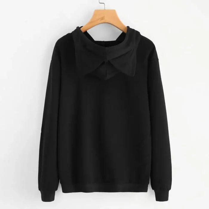 Sleepy Cat Ears Printed Hoodie