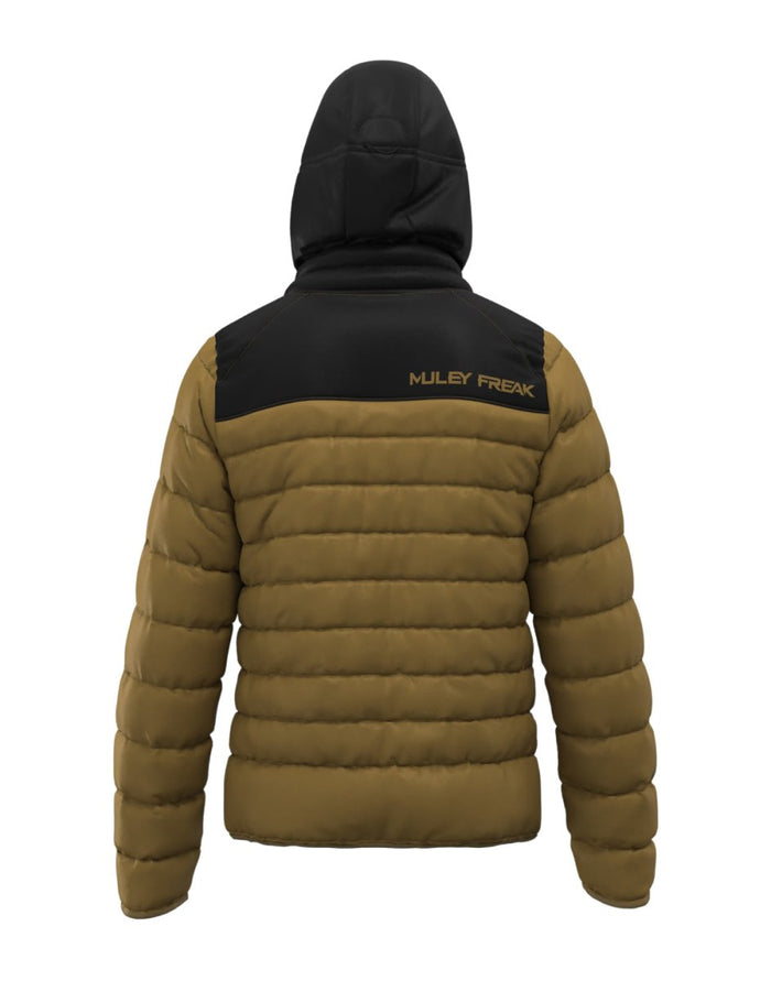 Back view of durable Smoke Puffy Jacket for outdoor hunting.