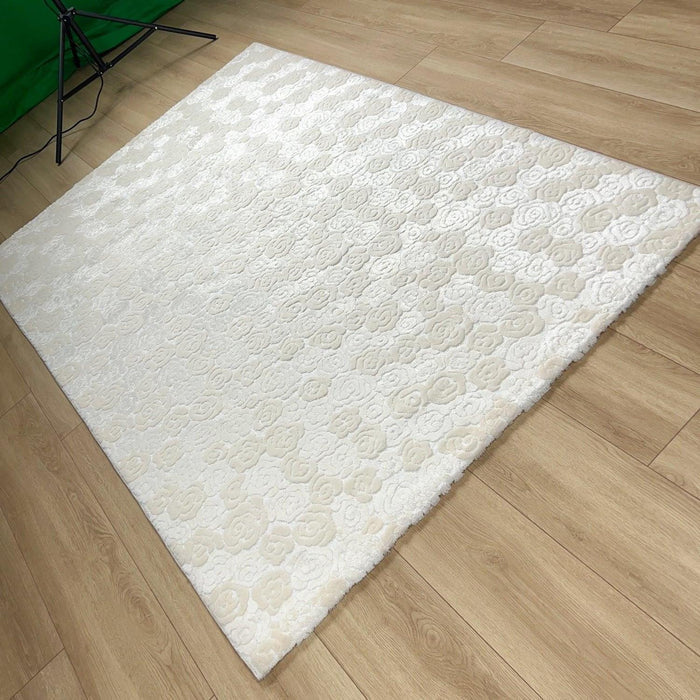 Soft Line Serisi Çiçek Desenli Makine Dokuma Halı, krem, 160x230 cm — Halıcızade