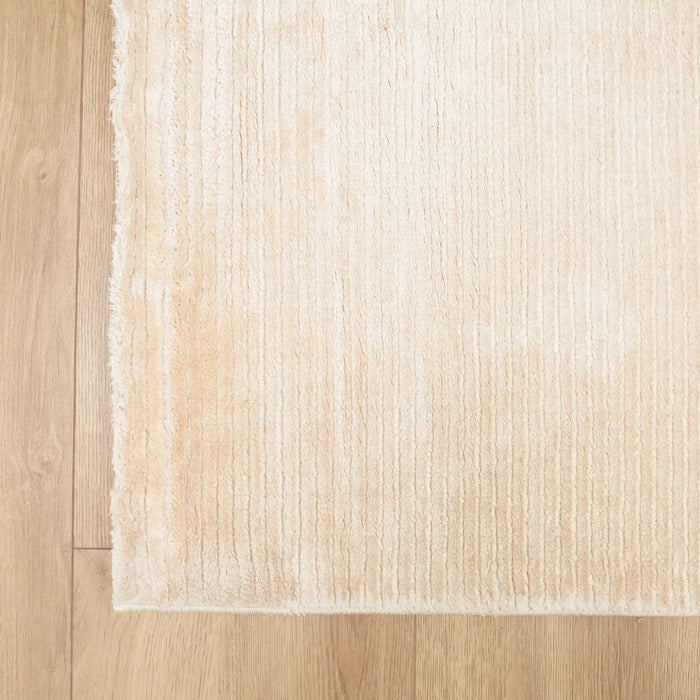 Soft Line Serisi Çizgi Desenli Krem Bambu Halı — 80x200 cm