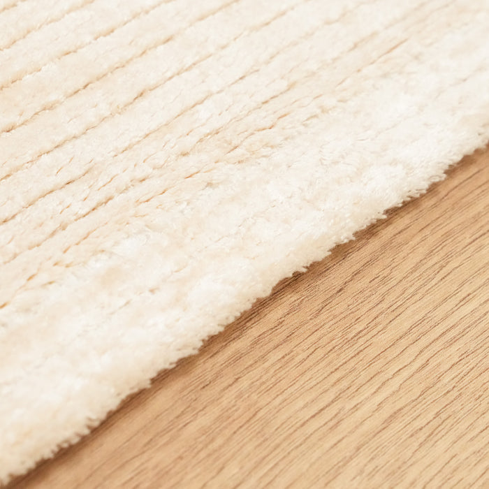Soft Line Serisi Çizgi Desenli Krem Bambu Halı — viskon