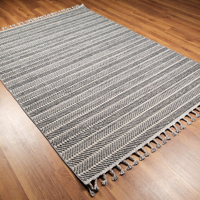 Soho Serisi Çizgi Desenli Makine Dokuma Halı, antrasit, 80x150 – 200x290 cm — Halıcızade