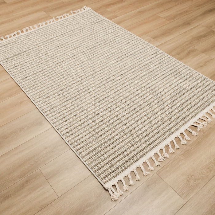 Soho Serisi Çizgi Desenli Makine Dokuma Halı, bej, 80x150 – 200x290 cm — Halıcızade