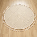 Soho Serisi İskandinav Desenli Makine Dokuma Halı, krem, 120x120 – 160x160 cm — Halıcızade