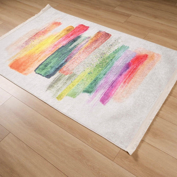 Soyut Desenli Dijital Baskı Halı, rengarenk, 120x180 – 140x250 cm — Halıcızade