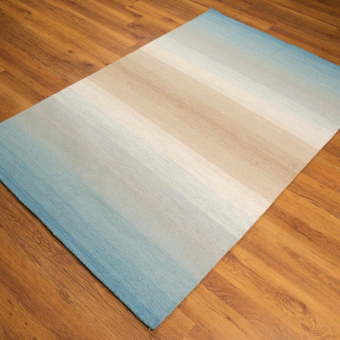 Soyut Desenli El Dokuma Kilim, turkuaz, 120x180 cm — Halıcızade