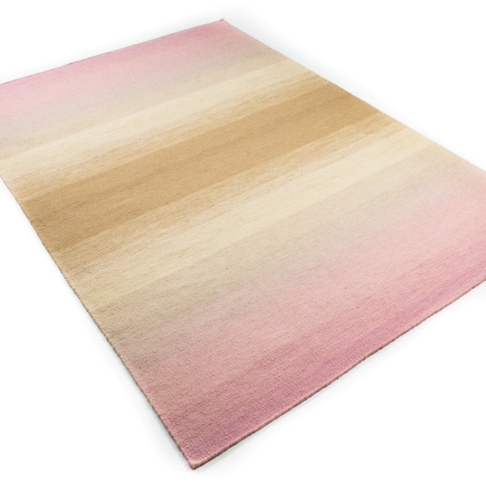 Soyut Desenli El Dokuma Pembe Genç Odası Kilim — yün