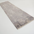 Soyut Desenli Gri Yün Tezgah Dokuma Halı, 80x300 cm — Halıcızade