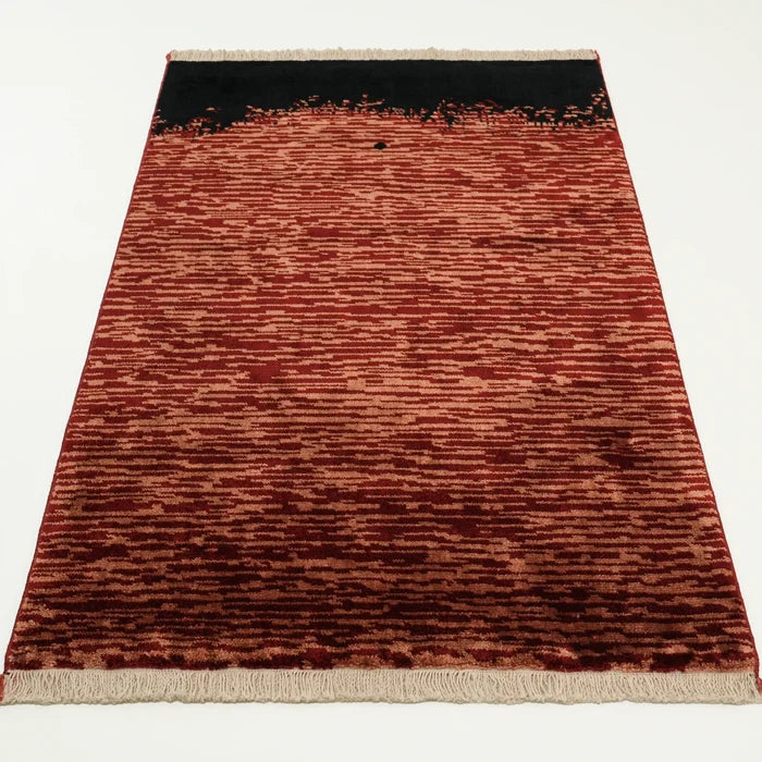 Soyut Desenli Tencel Kırmızı Tezgah Dokuma Baş Başa Seccade — 80x130 cm
