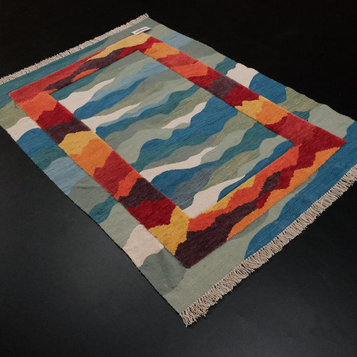 Studio Potato Kaleidoscope Yün El Dokuması Kilim, rengarenk, 80x140 – 200x300 cm — Halıcızade