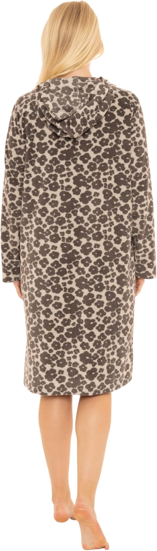 Suzy & Me Ladies Hooded Micro Fleece Full Zip Lounger Dressing Gown (UK, Numeric, 12, 14, Regular, Regular, FLORAL)