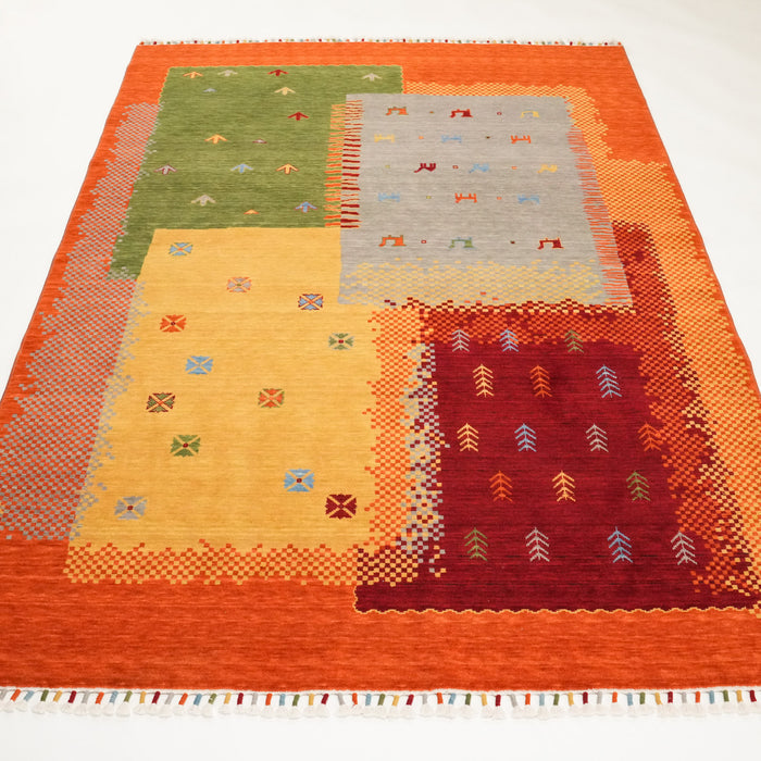 Tempus Serisi Modern Otantik Desenli Rengarenk Yün Tezgah Dokuma Halı — 80x150, 80x300, 130x190, 160x230 cm