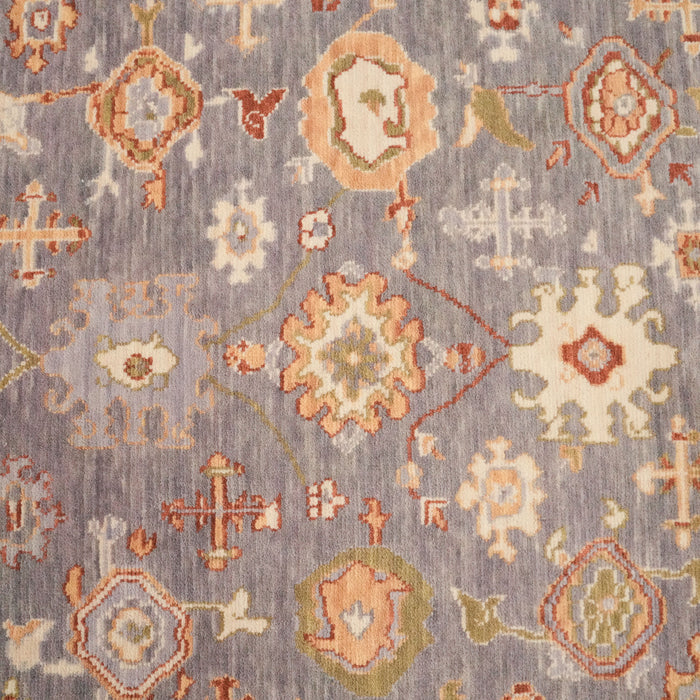Tempus Serisi Uşak Desenli Gri Vizon Yün Tezgah Dokuma Halı — yatak odası halısı