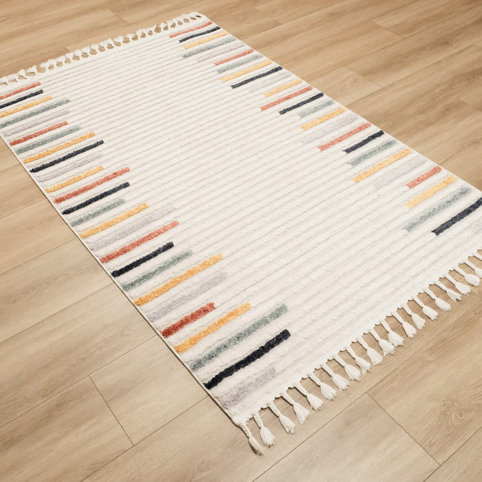 Terazzo Serisi Çizgi Desenli Makine Dokuma Akrilik Halı, rengarenk, 120x180 cm — Halıcızade