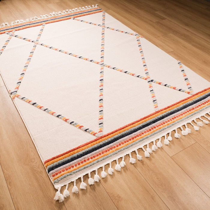 Terazzo Serisi Çizgi Desenli Makine Dokuma Halı, krem, 80x150 – 200x290 cm — Halıcızade