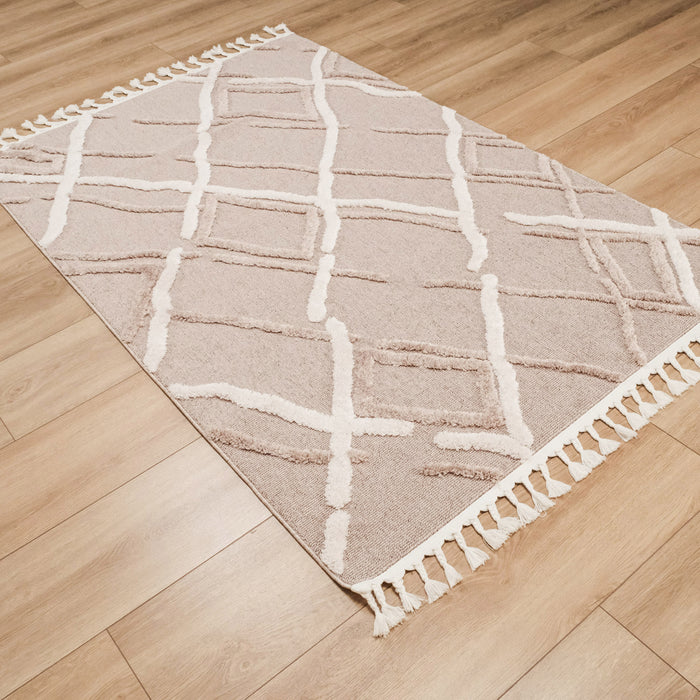 Terazzo Serisi İskandinav Desenli Makine Dokuma Bej Halı, 120x180 cm — Halıcızade