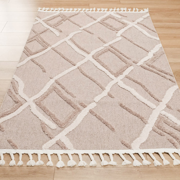 Terazzo Serisi İskandinav Desenli Makine Dokuma Bej Halı — 120x180 cm