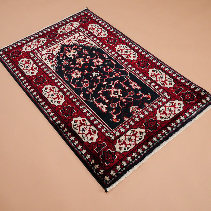 Tezgah Dokuma Tencel Bordo Seccade Halı, 80x120 cm — Halıcızade