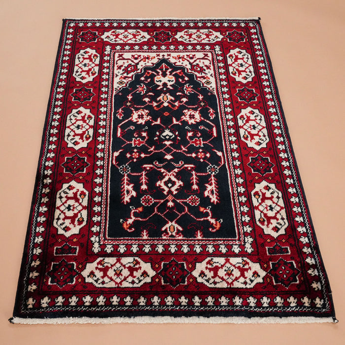 Tezgah Dokuma Tencel Bordo Seccade Halı — 80x120 cm