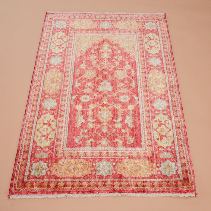 Tezgah Dokuma Tencel Kırmızı Seccade Halı — 80x120 cm