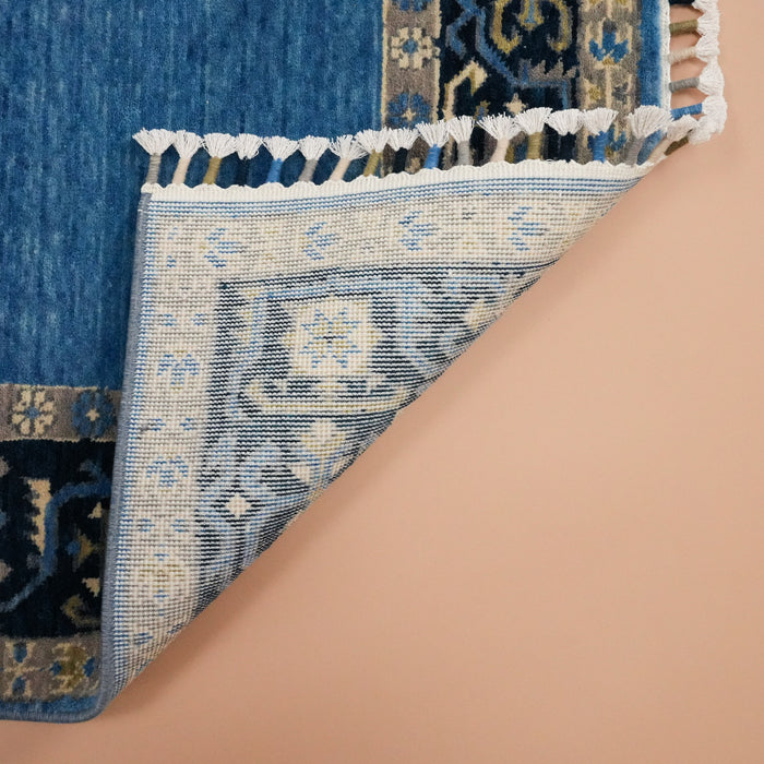 Tezgah Dokuma Yün Mavi Seccade Halı