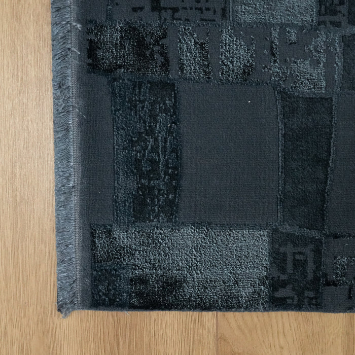 Torıno Serisi Geometrik Desenli Antrasit Halı — 80x150 cm