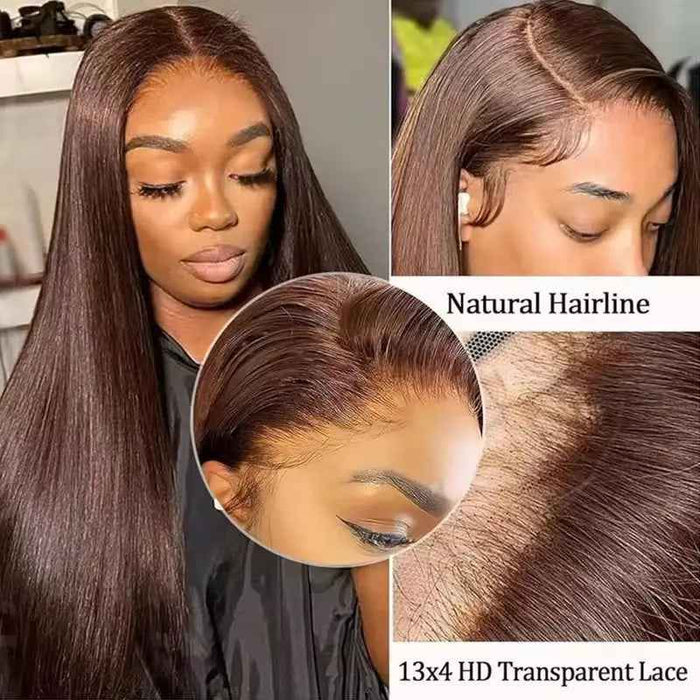 13x4 HD Brown Lace Front Wig – Brazilian Virgin Hair