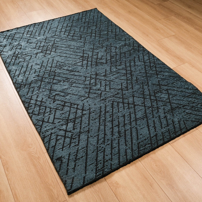 Tribal Serisi Geometrik Desenli Makine Dokuma Halı, lacivert, 80x150 – 200x290 cm — Halıcızade