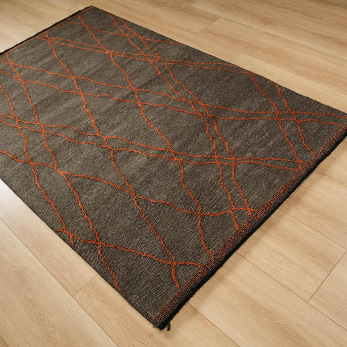Tribal Serisi İskandinav Desenli Makine Dokuma Halı, antrasit, 120x180 cm — Halıcızade