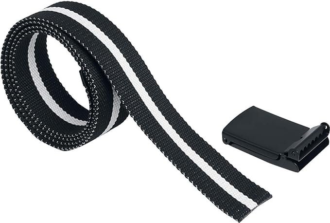 Urban Classics Canvas Belt, Black White Stripe/Black, One Size